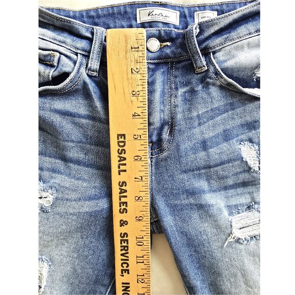 KANCAN The Buckle Distressed Denim Bermuda Jean Shorts 26 - Picture 14 of 15